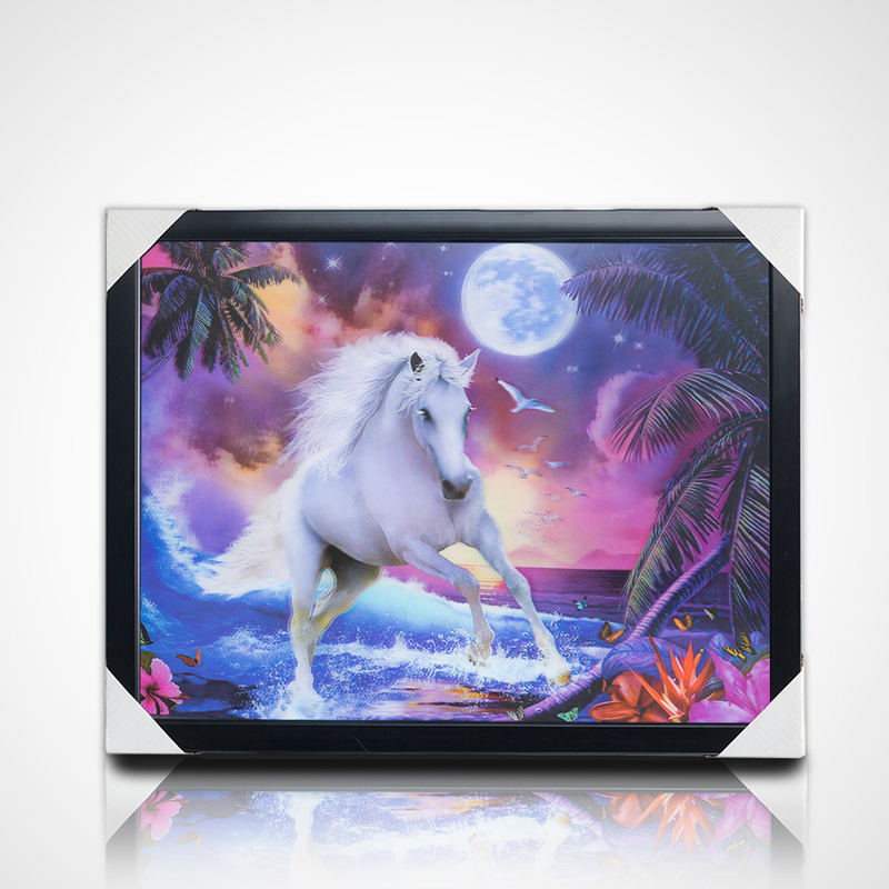 Disegni di stoccaggio 3D di pittura lenticolare PET 40*30cm 5D immagine 3D di cavallo lenticolare con cornice nera